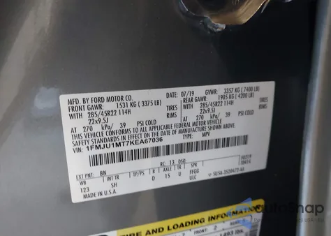 2019 Ford Expedition Platinum z USA, uszkodzony, nr VIN 1FMJU1MT7KEA67036